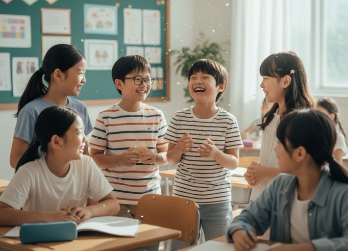 초등학생이 노트북으로 원어민 선생님과 화상영어 수업을 하는 모습